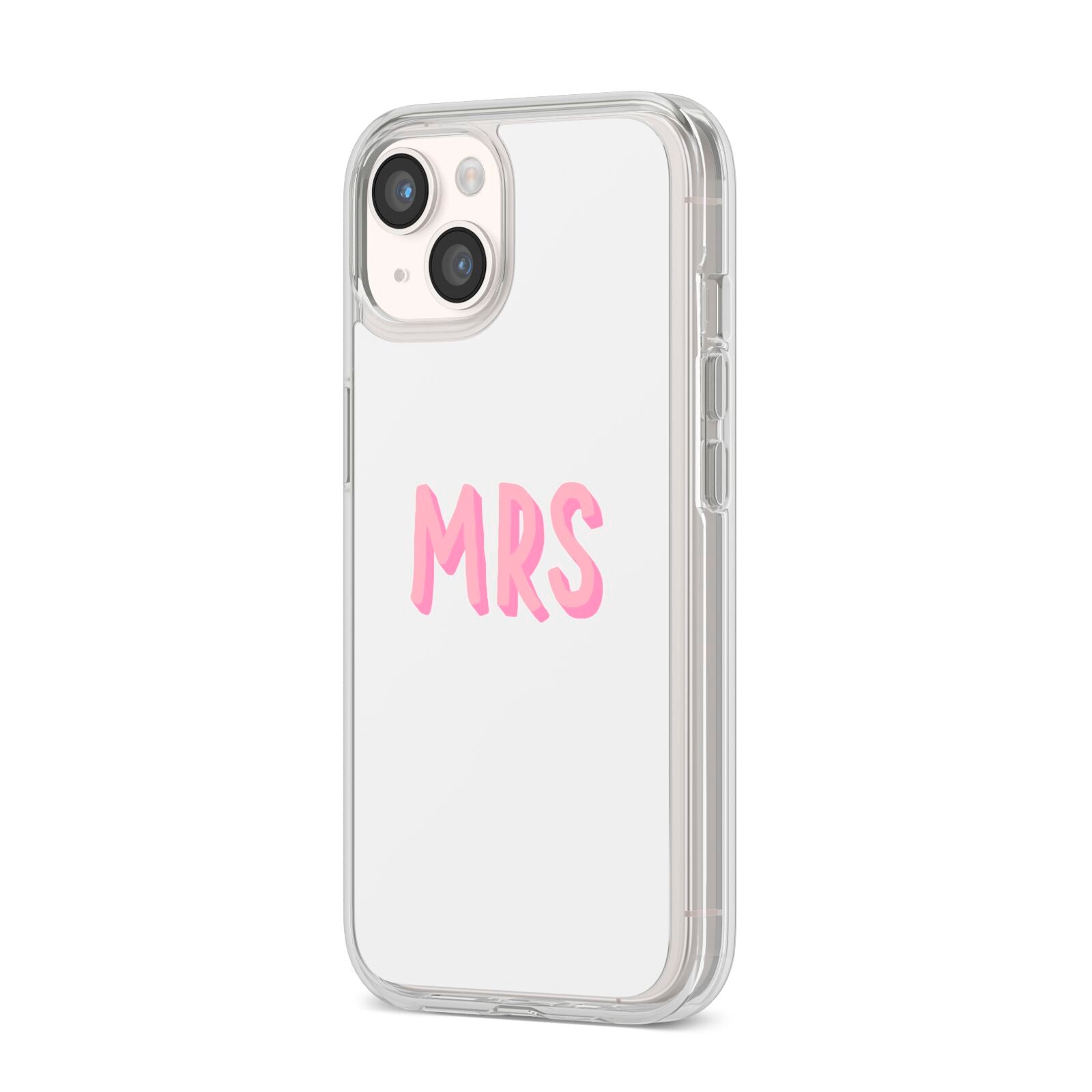 Mrs iPhone 14 Clear Tough Case Starlight Angled Image