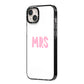 Mrs iPhone 14 Plus Black Impact Case Side Angle on Silver phone