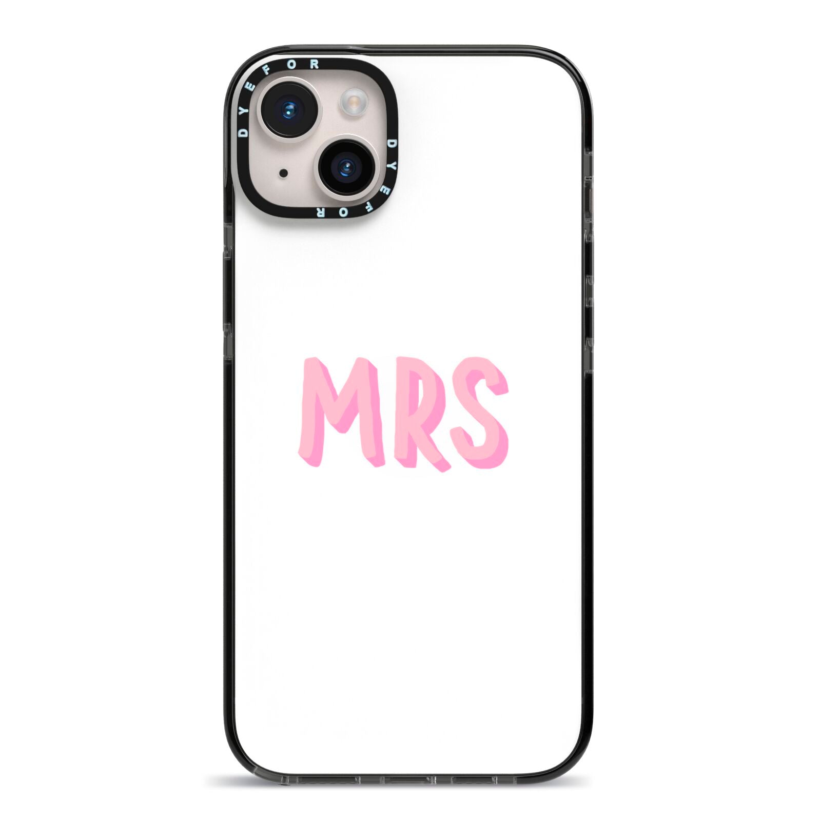 Mrs iPhone 14 Plus Black Impact Case on Silver phone