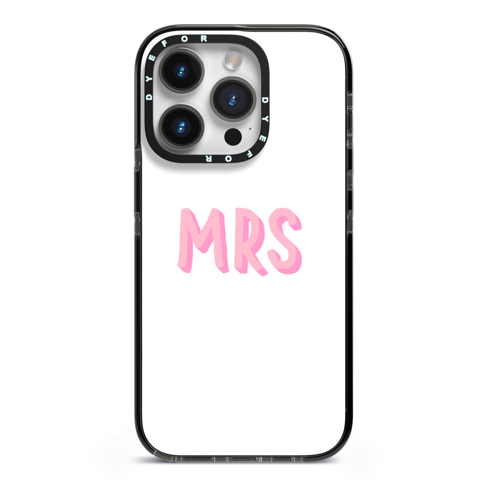 Mrs iPhone 14 Pro Black Impact Case on Silver phone