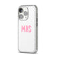 Mrs iPhone 14 Pro Glitter Tough Case Silver Angled Image
