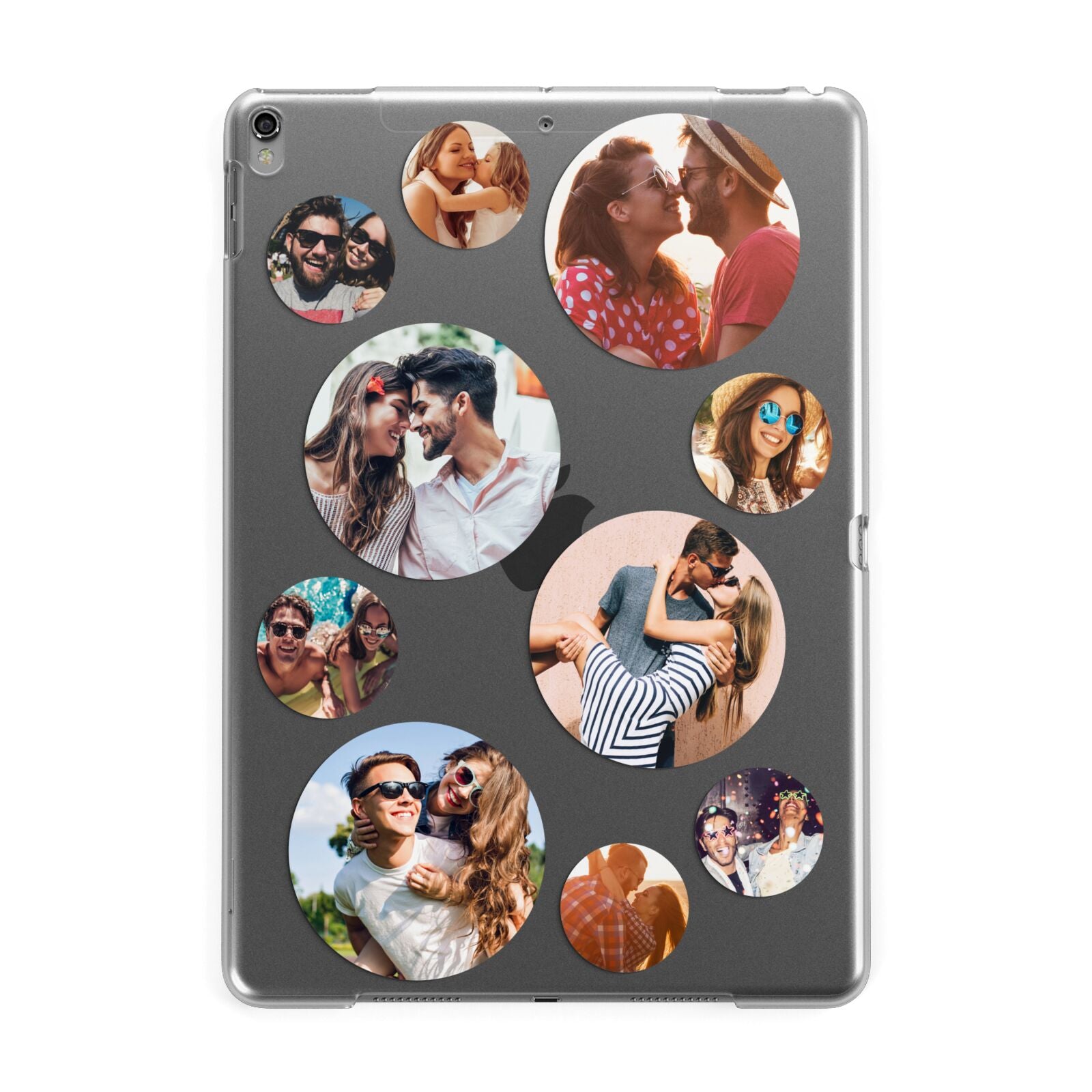 Multi Circular Photo Collage Upload Apple iPad Grey Case