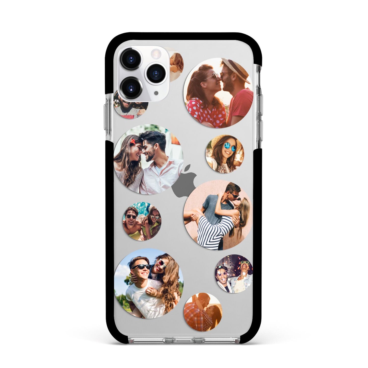 Multi Circular Photo Collage Upload Apple iPhone 11 Pro Max in Silver with Black Impact Case