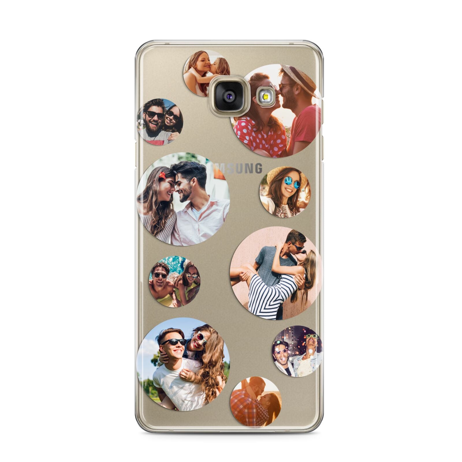 Multi Circular Photo Collage Upload Samsung Galaxy A3 2016 Case on gold phone