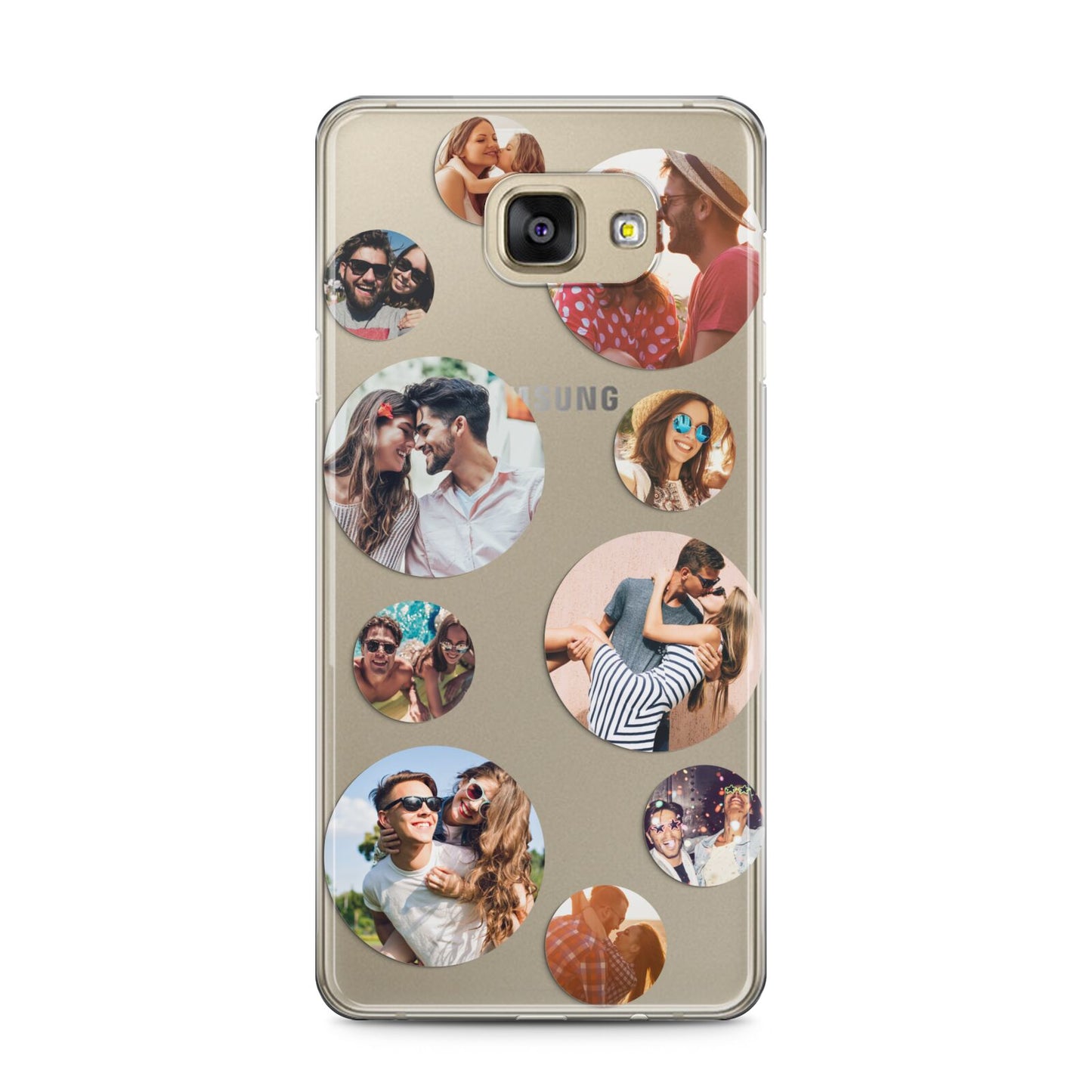 Multi Circular Photo Collage Upload Samsung Galaxy A5 2016 Case on gold phone
