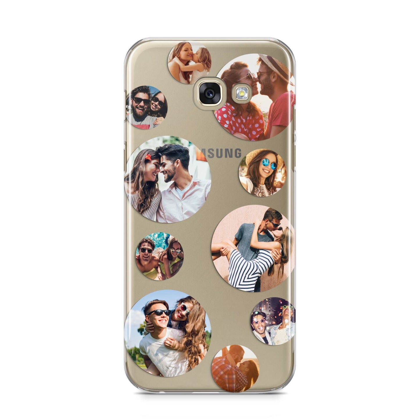 Multi Circular Photo Collage Upload Samsung Galaxy A5 2017 Case on gold phone