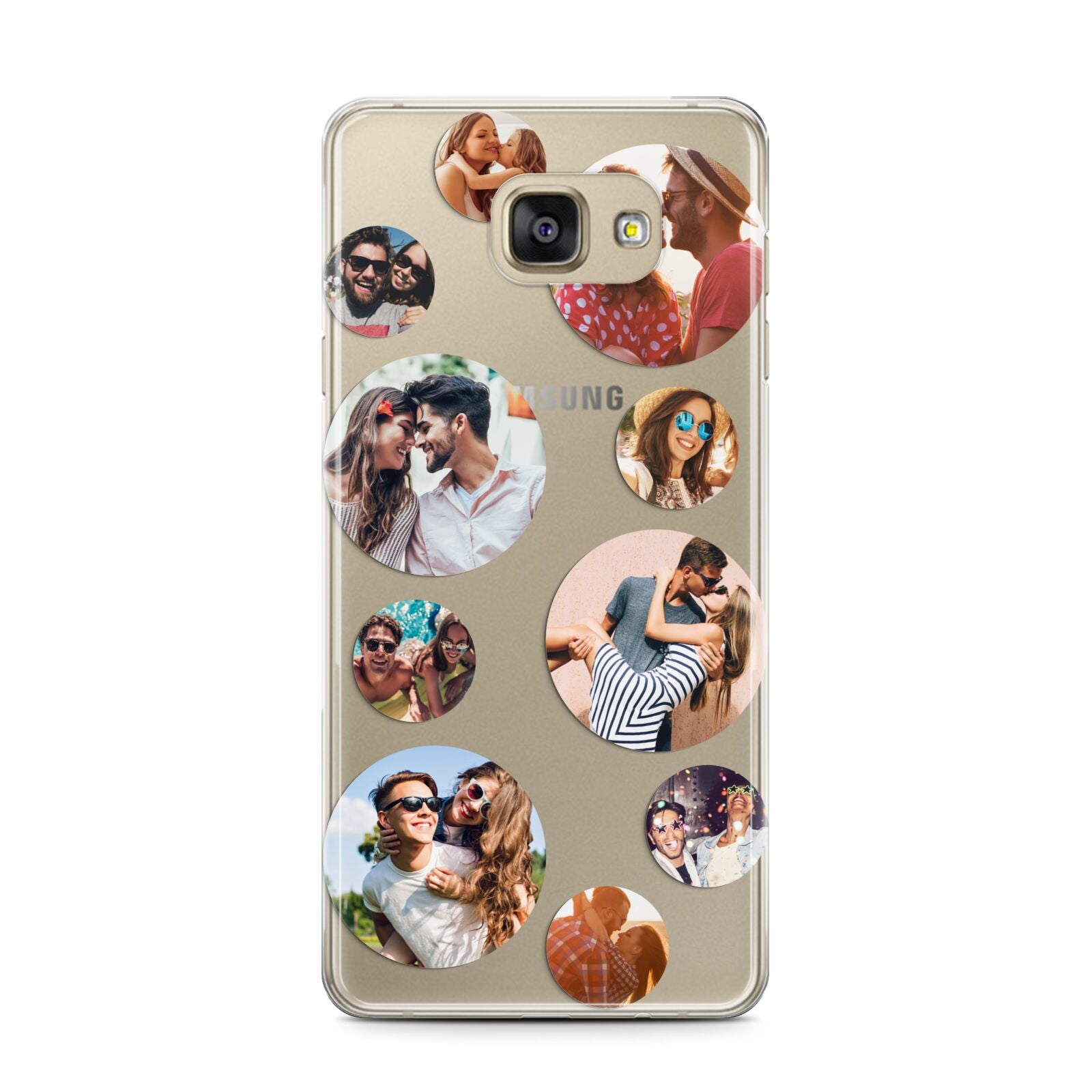 Multi Circular Photo Collage Upload Samsung Galaxy A7 2016 Case on gold phone