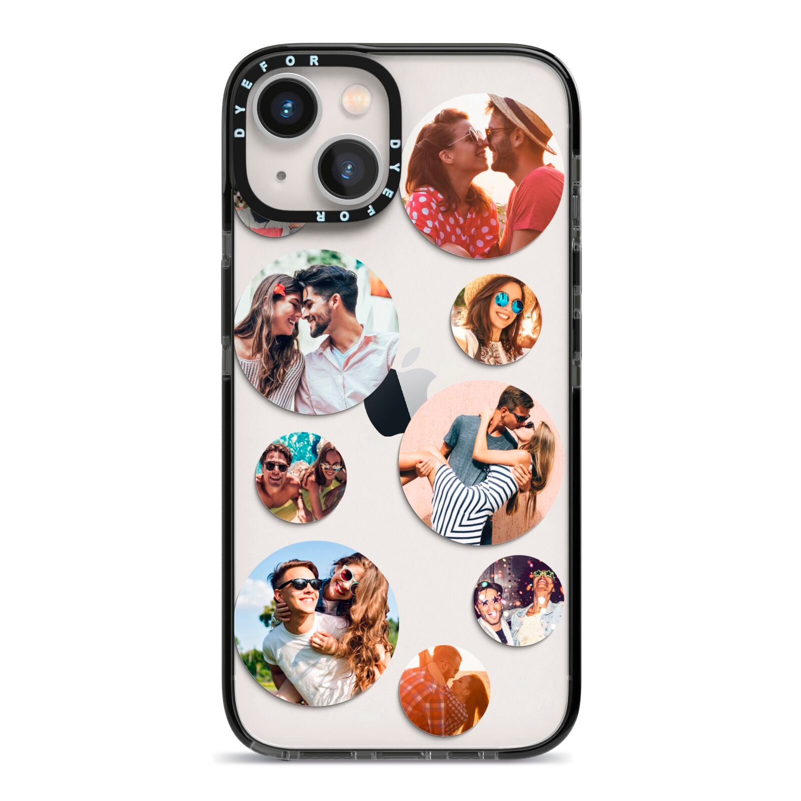 Multi Circular Photo Collage Upload iPhone 13 Black Impact Case on Silver phone