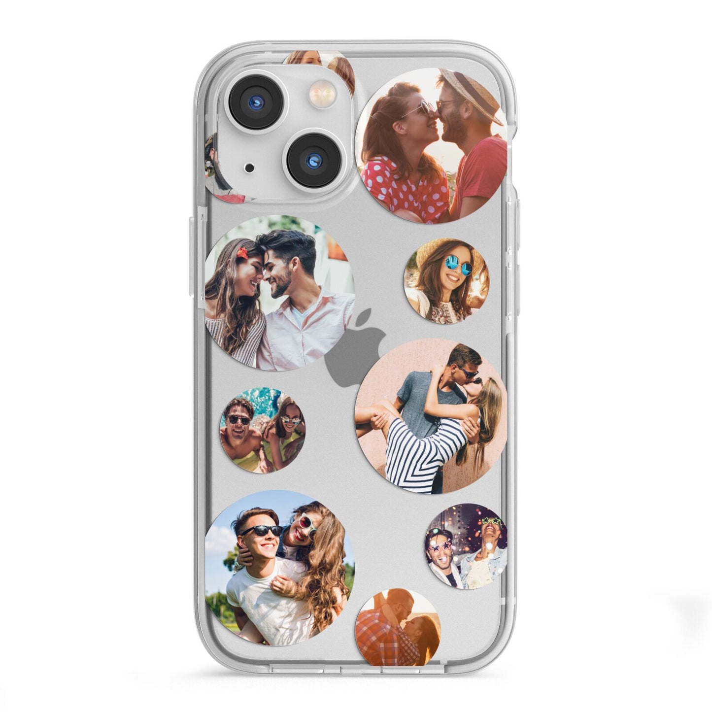 Multi Circular Photo Collage Upload iPhone 13 Mini TPU Impact Case with White Edges