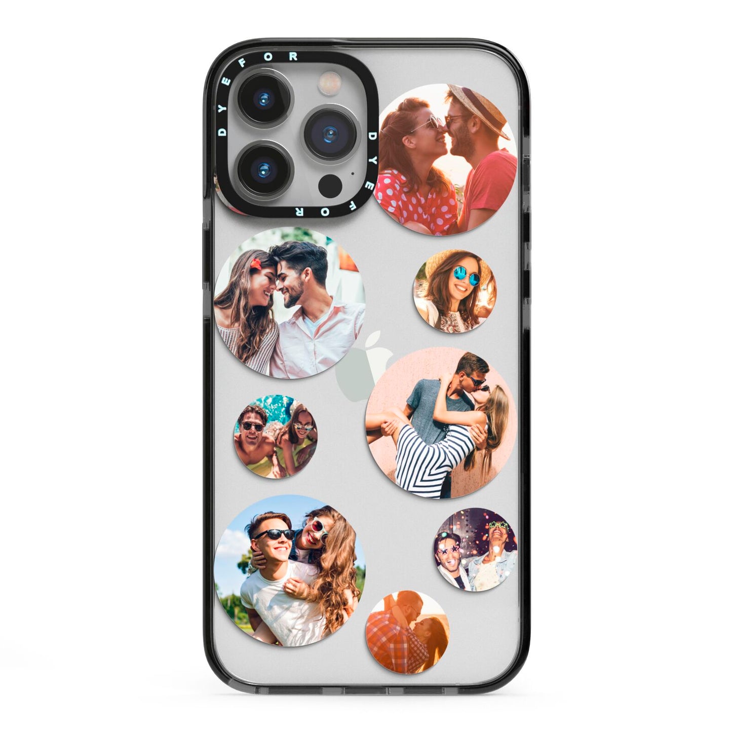 Multi Circular Photo Collage Upload iPhone 13 Pro Max Black Impact Case on Silver phone
