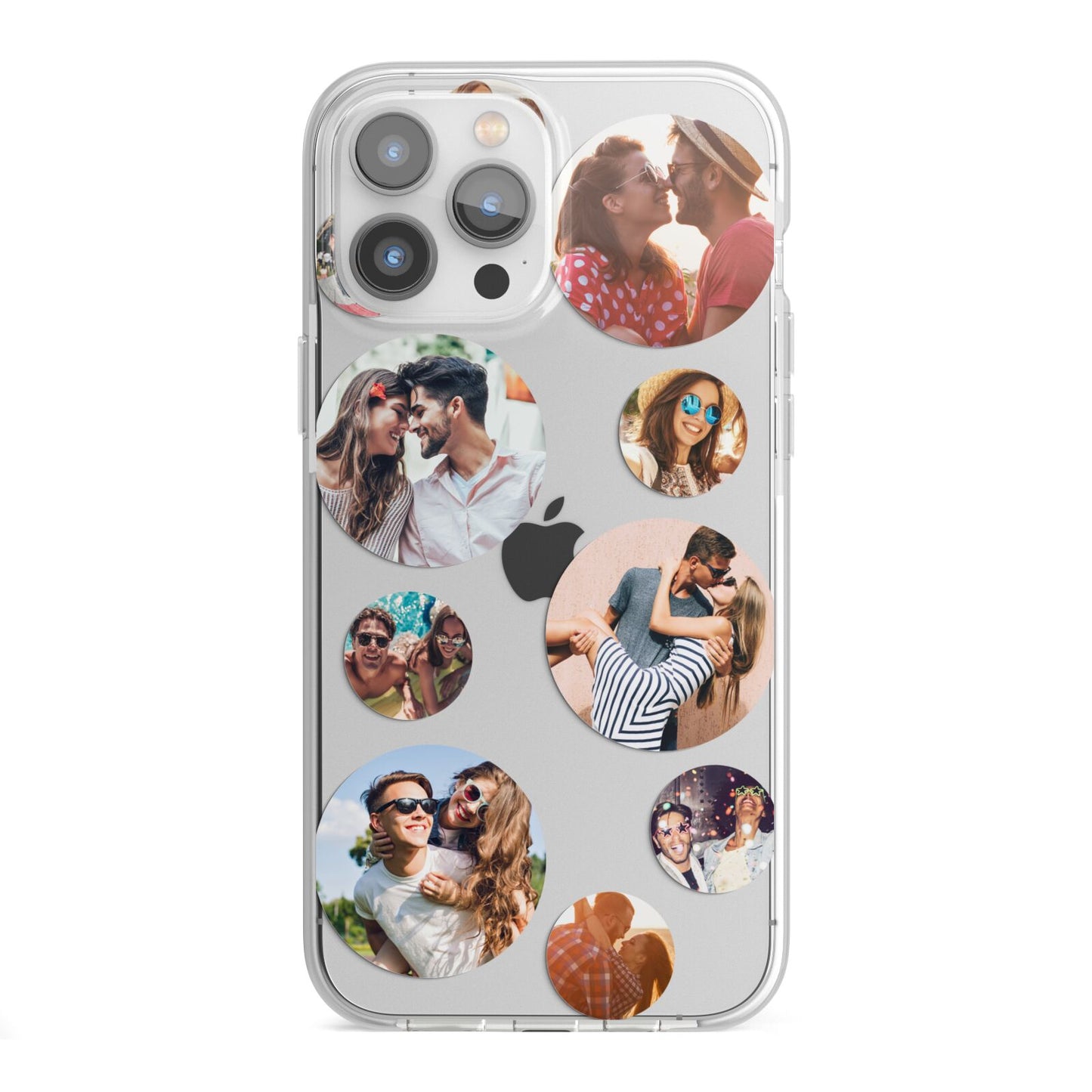 Multi Circular Photo Collage Upload iPhone 13 Pro Max TPU Impact Case with White Edges