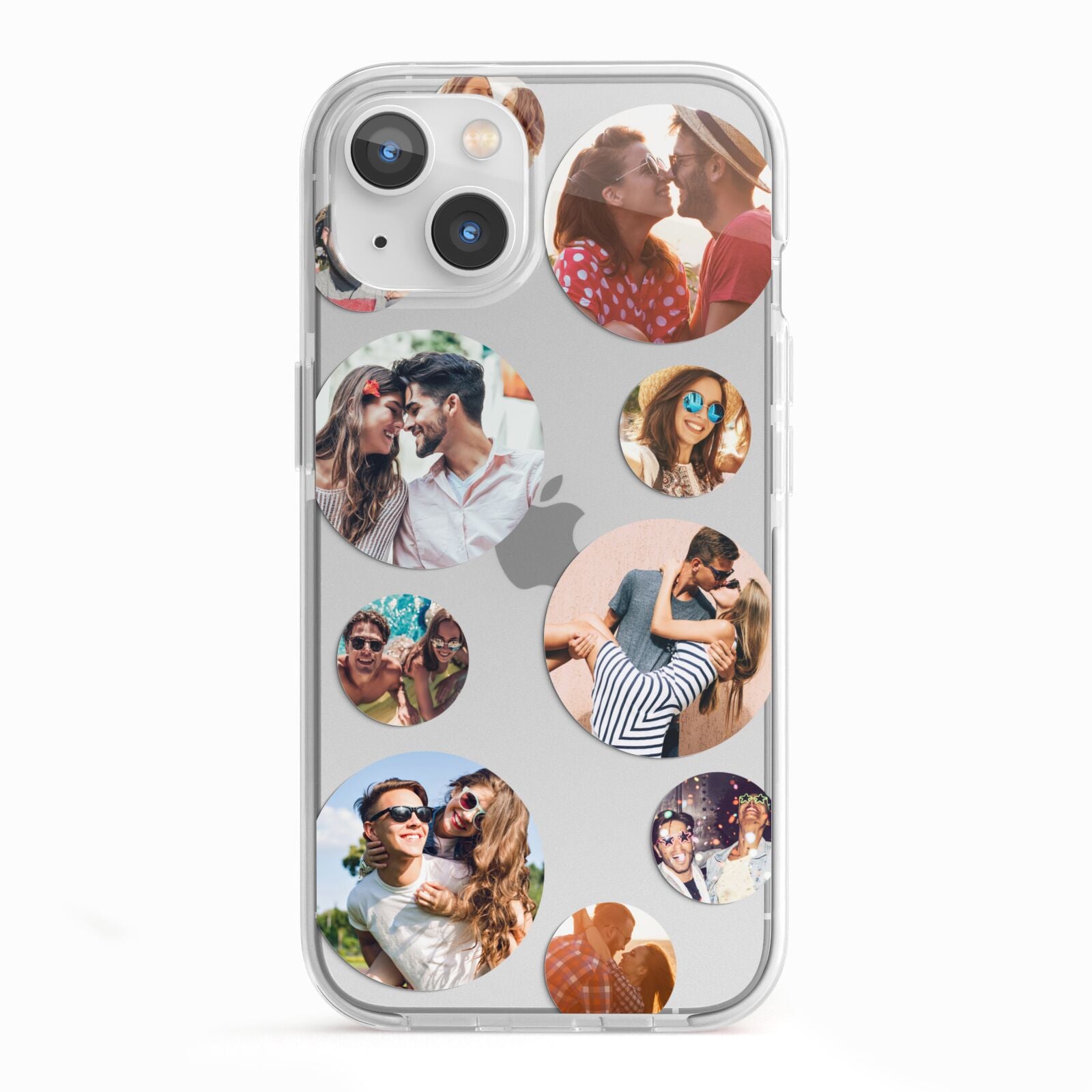 Multi Circular Photo Collage Upload iPhone 13 TPU Impact Case with White Edges
