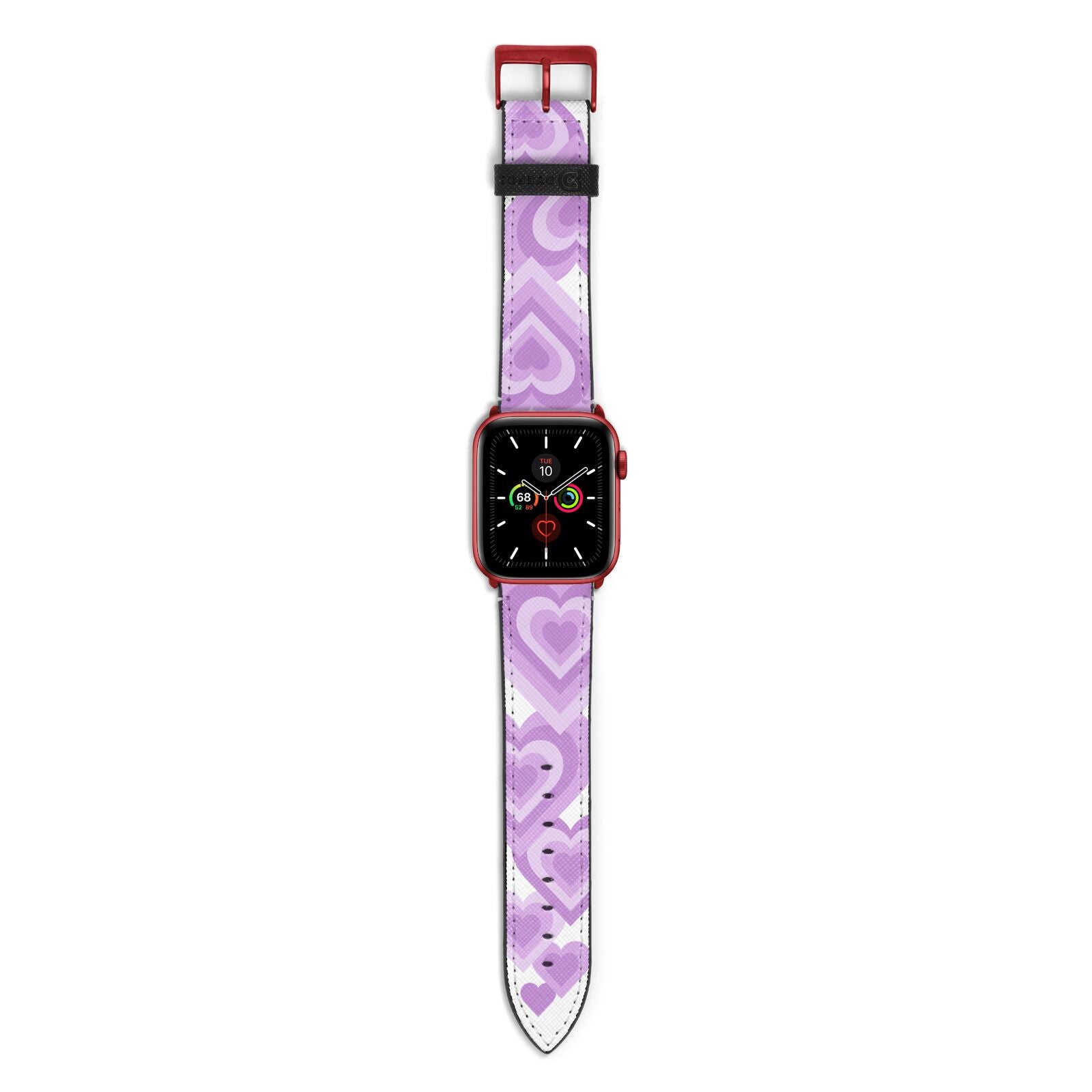 Multi Heart Apple Watch Strap with Red Hardware