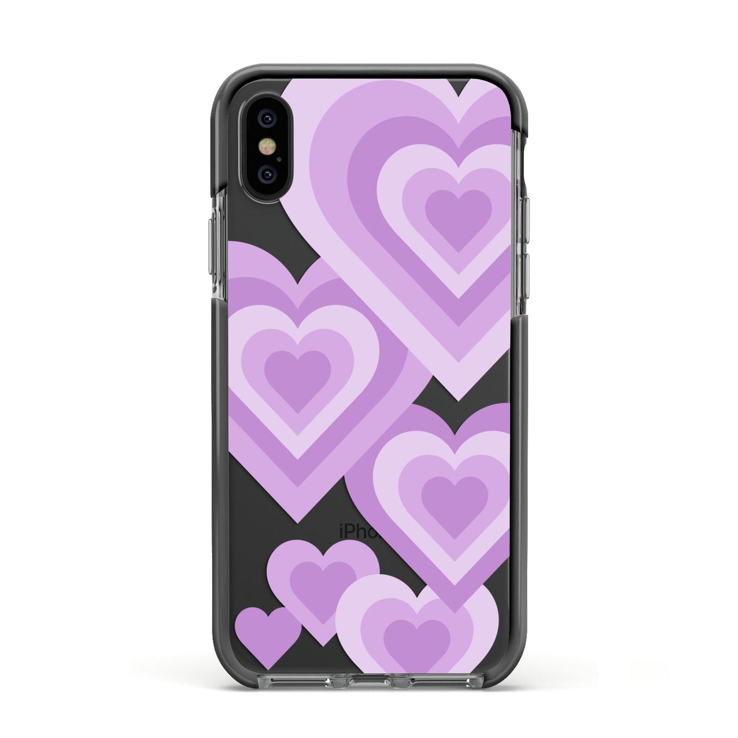 Multi Heart Apple iPhone Xs Impact Case Black Edge on Black Phone