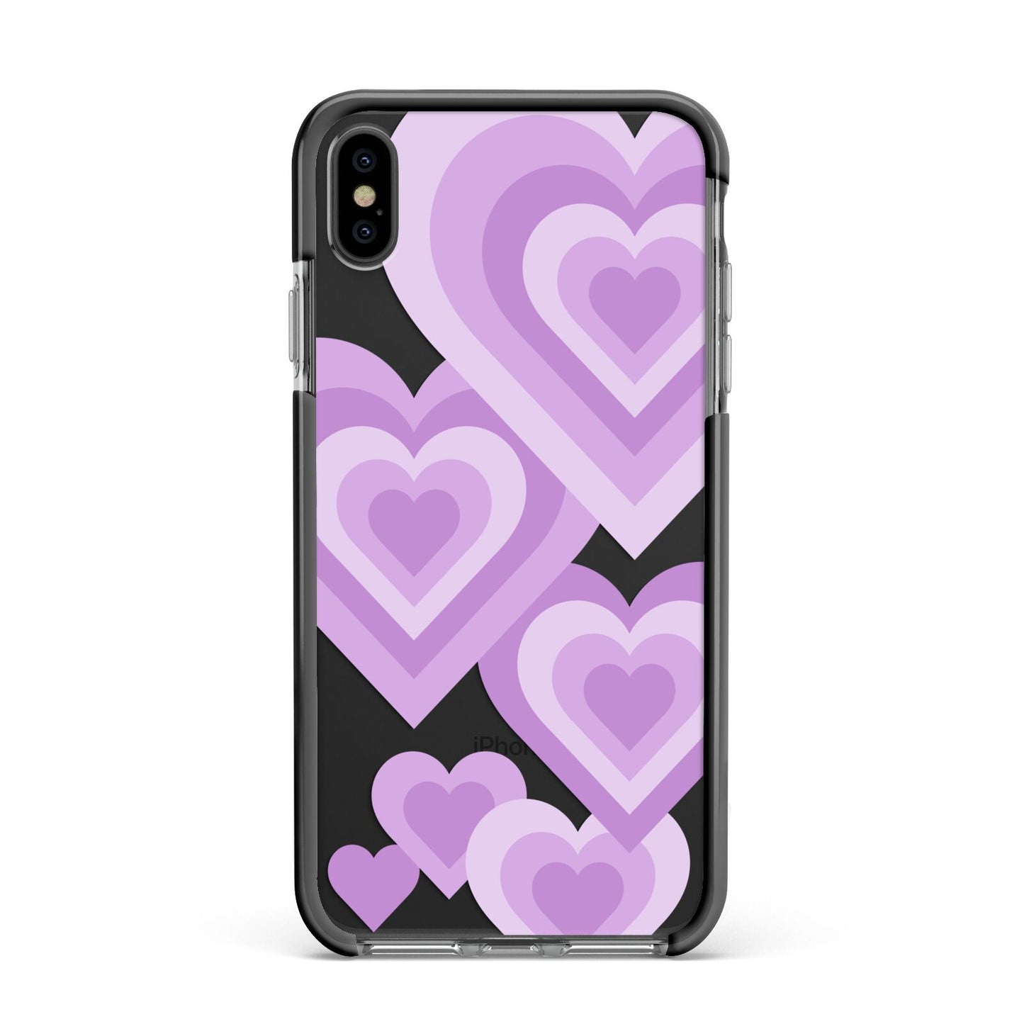 Multi Heart Apple iPhone Xs Max Impact Case Black Edge on Black Phone