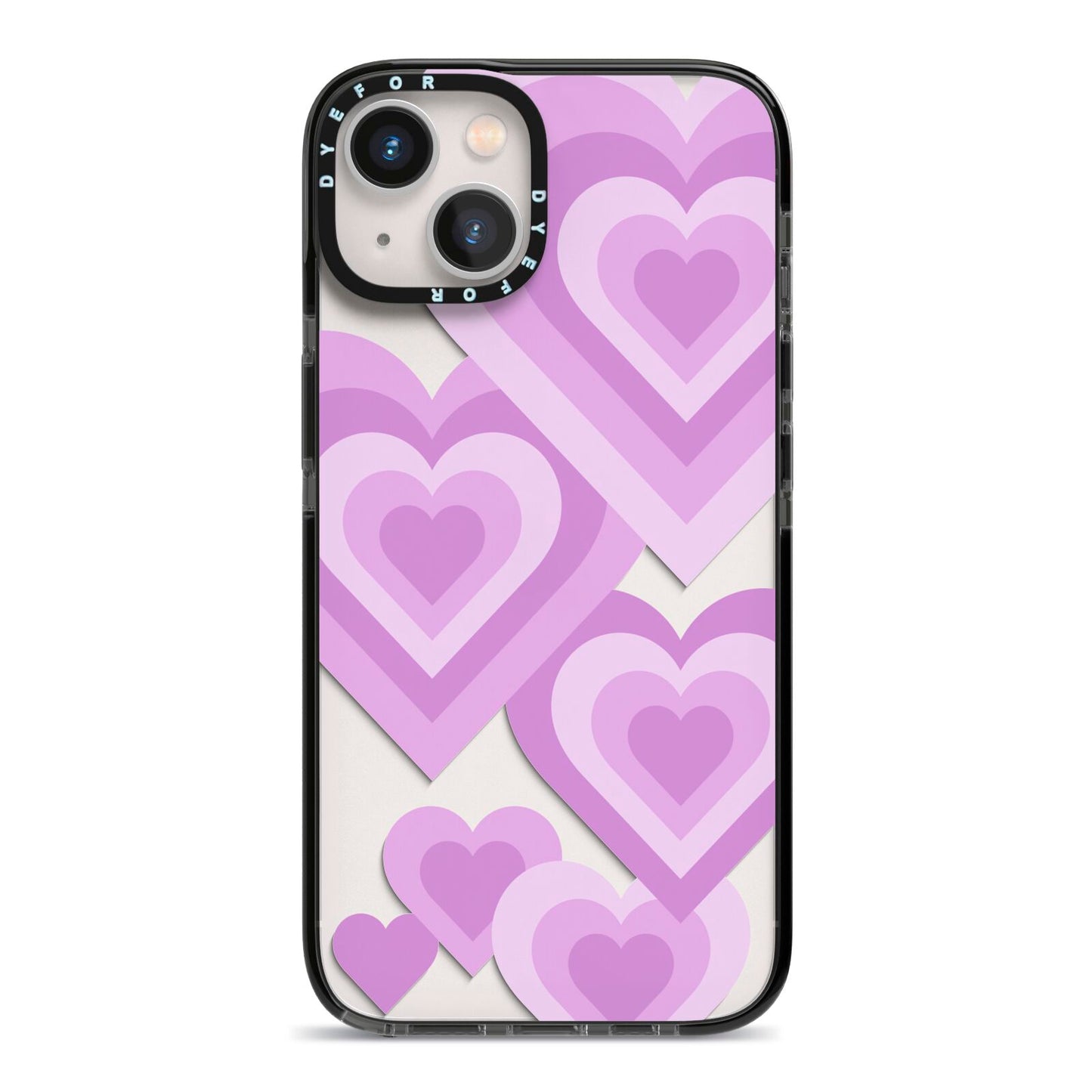 Multi Heart iPhone 13 Black Impact Case on Silver phone
