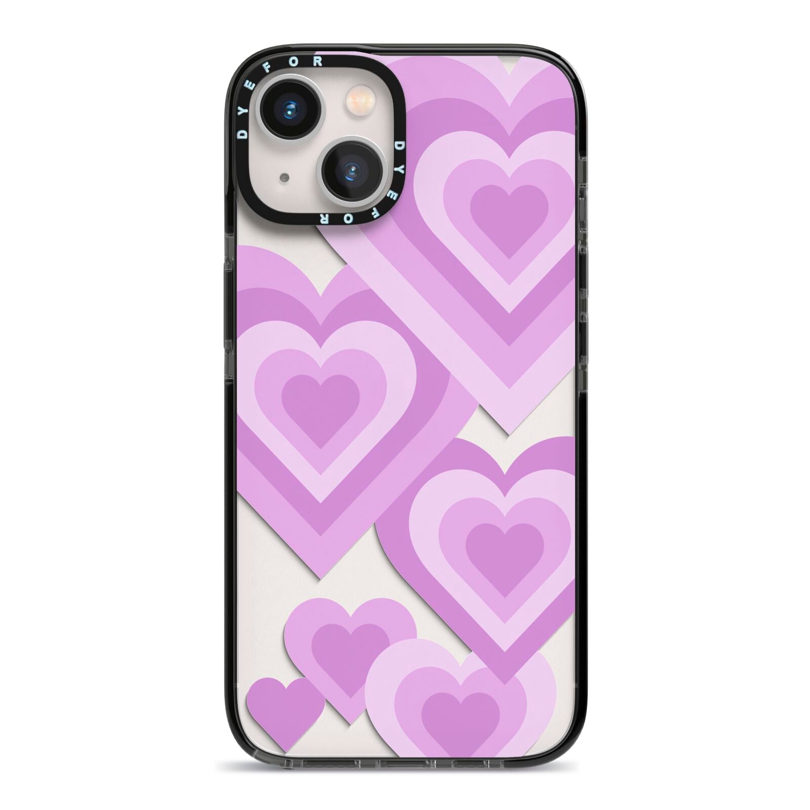 Multi Heart iPhone 13 Black Impact Case on Silver phone