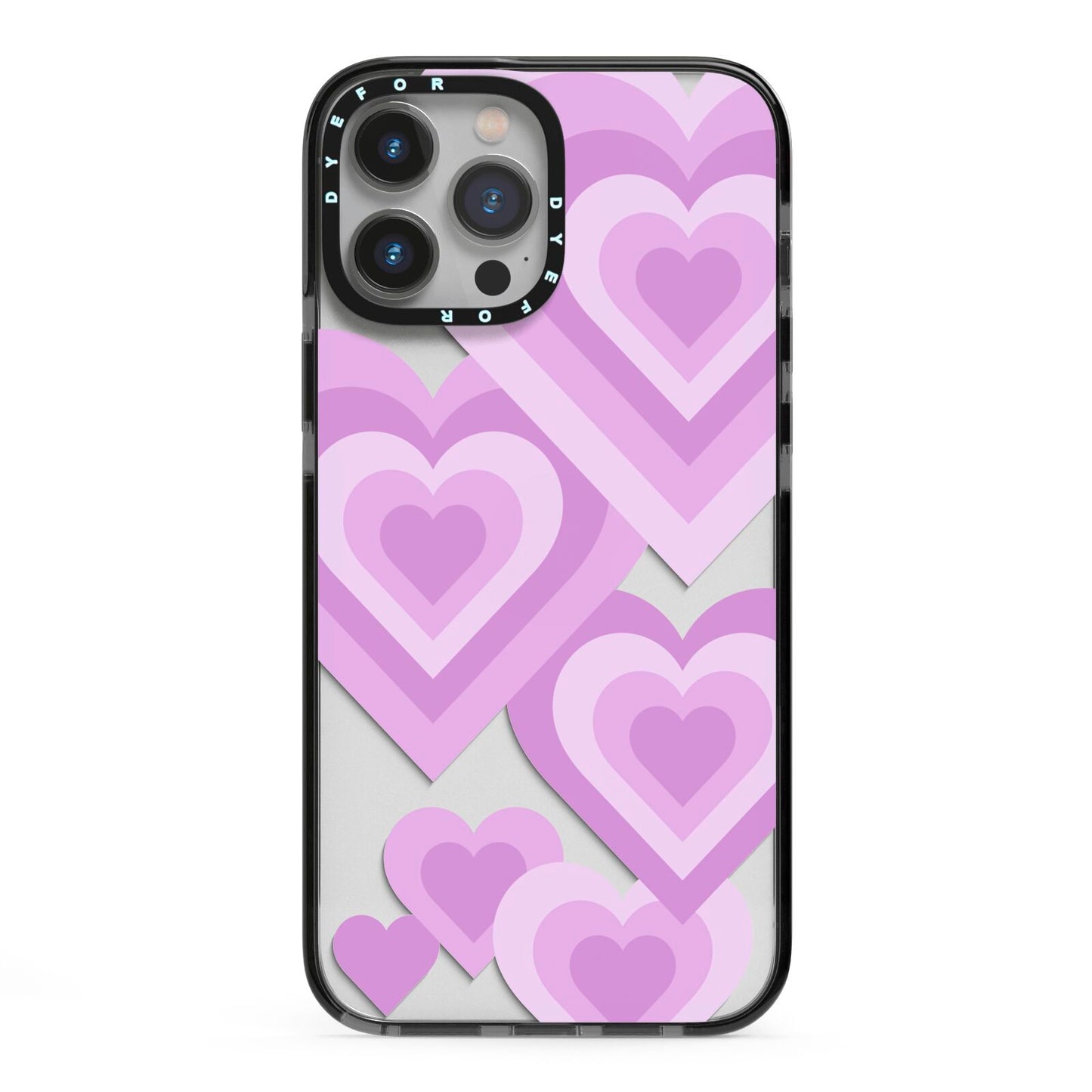 Multi Heart iPhone 13 Pro Max Black Impact Case on Silver phone