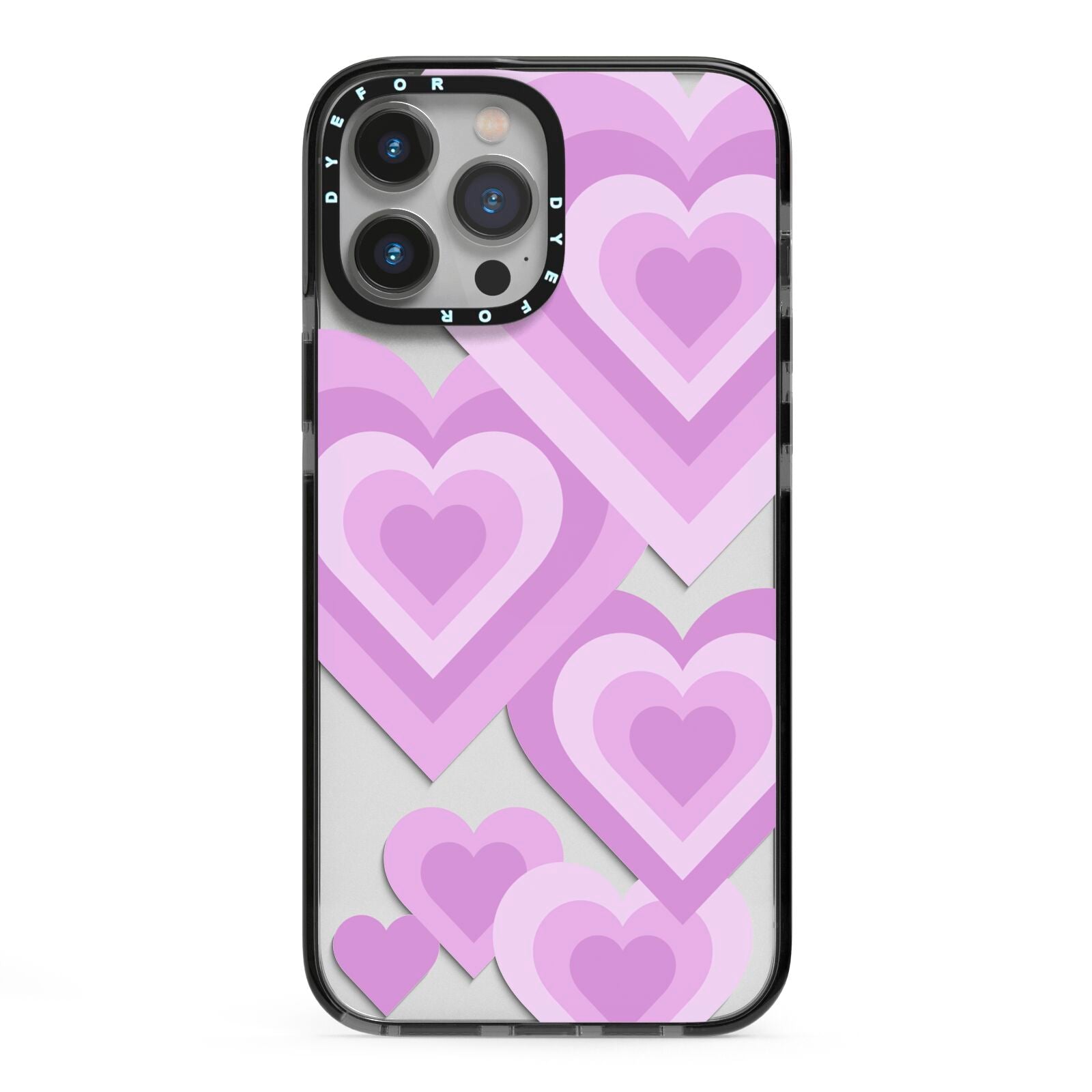 Multi Heart iPhone 13 Pro Max Black Impact Case on Silver phone