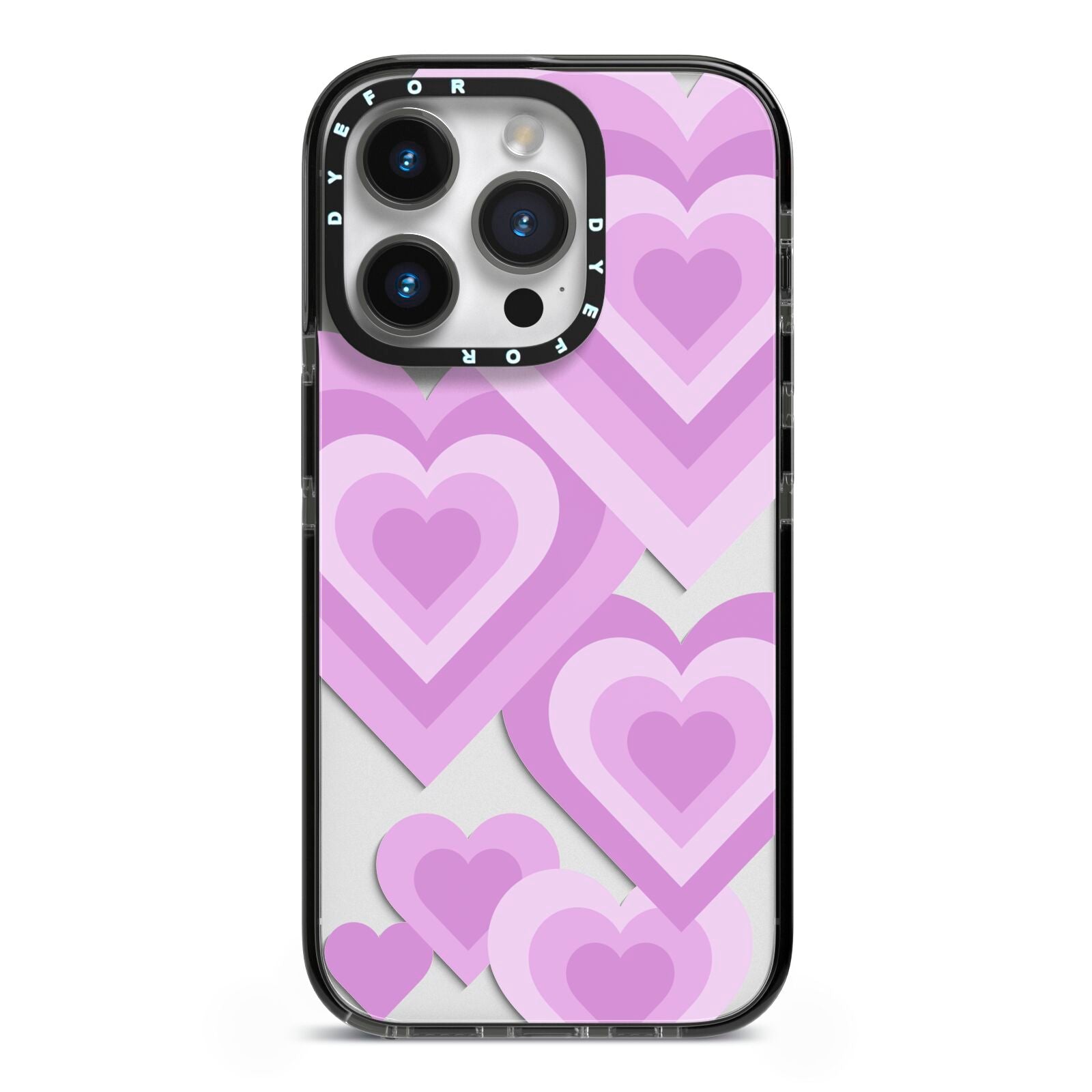 Multi Heart iPhone 14 Pro Black Impact Case on Silver phone