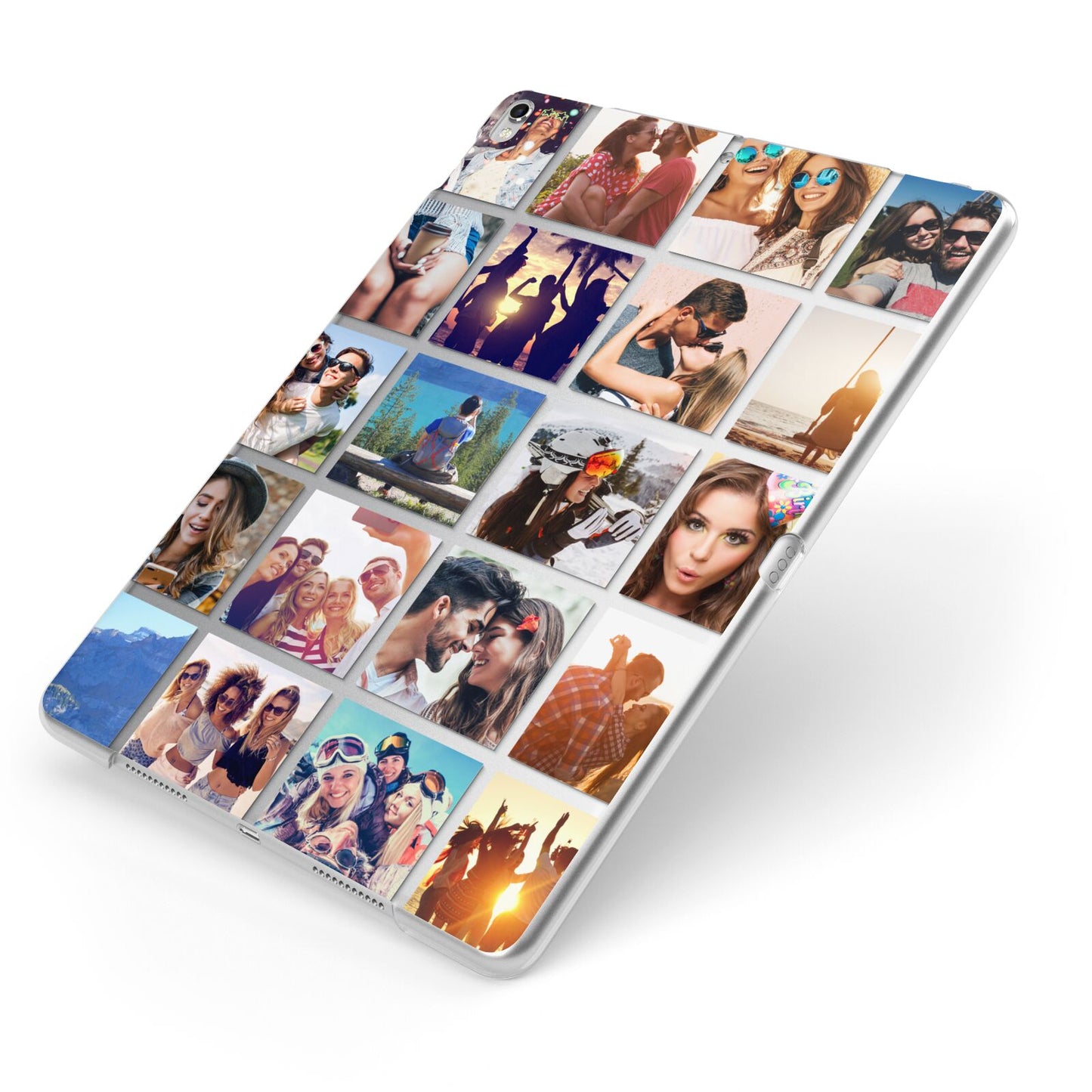 Multi Photo Collage Apple iPad Case on Silver iPad Side View