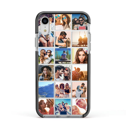 Multi Photo Collage Apple iPhone XR Impact Case Black Edge on Silver Phone
