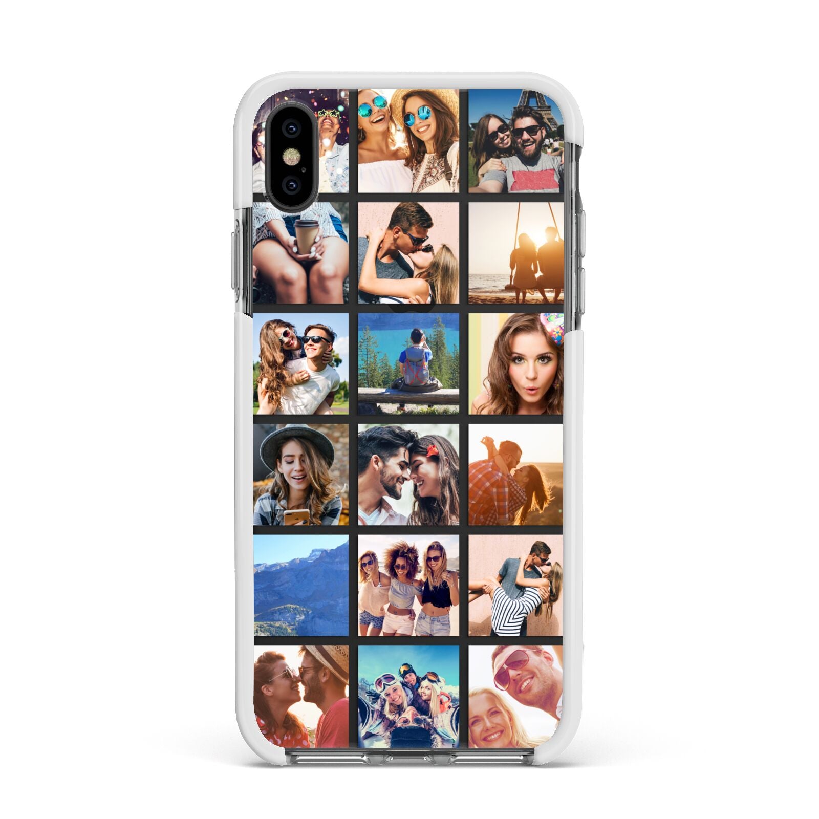 Multi Photo Collage Apple iPhone Xs Max Impact Case White Edge on Black Phone