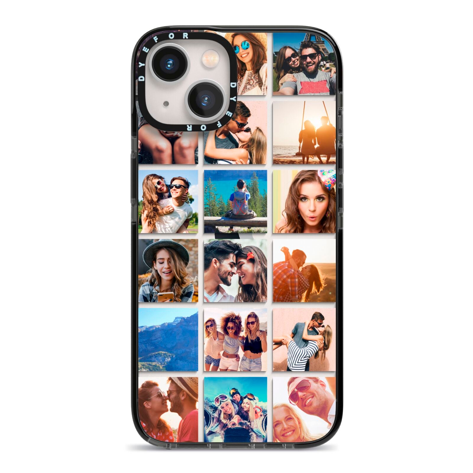 Multi Photo Collage iPhone 13 Black Impact Case on Silver phone