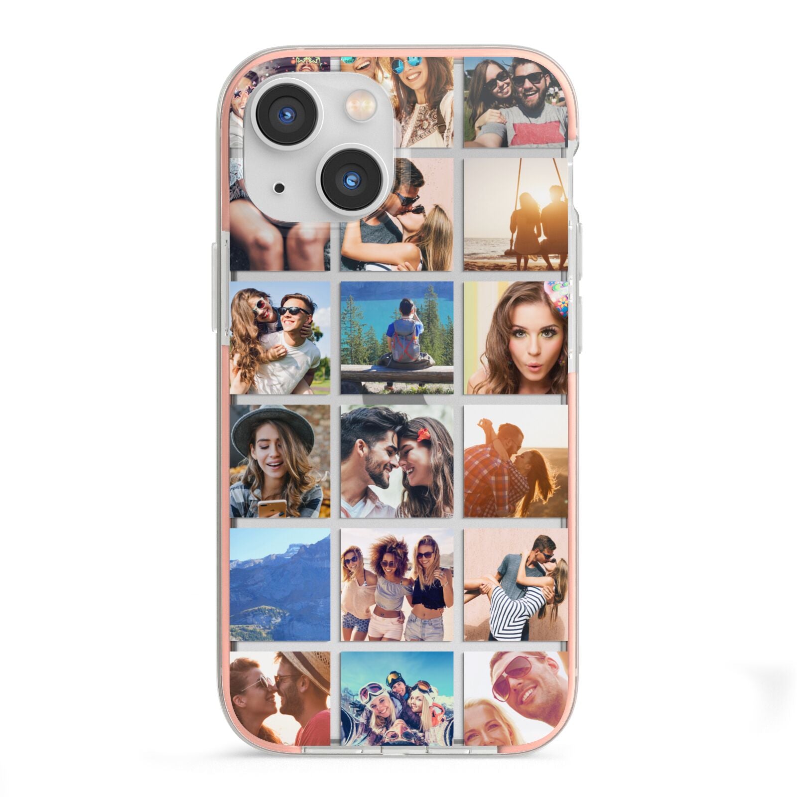 Multi Photo Collage iPhone 13 Mini TPU Impact Case with Pink Edges