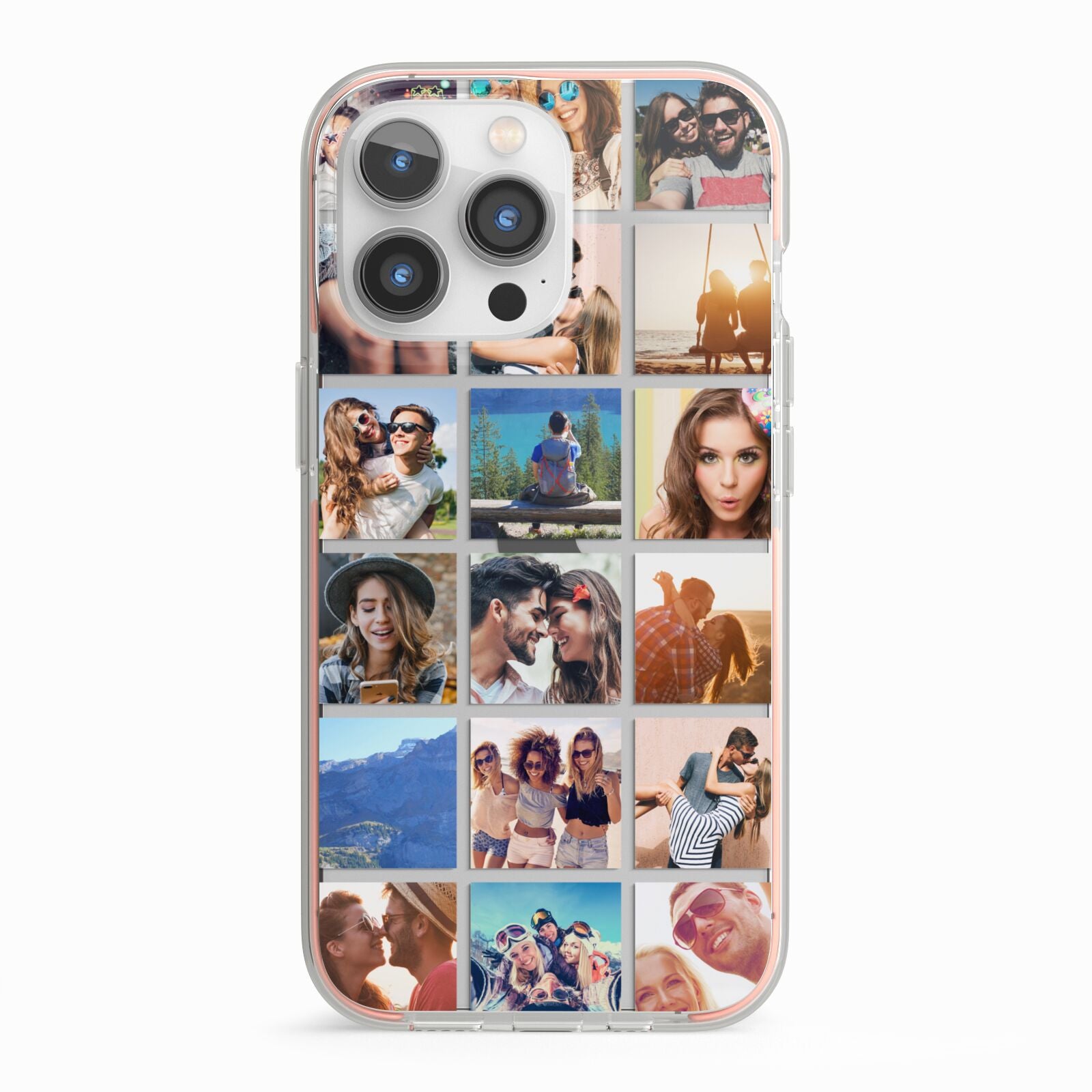 Multi Photo Collage iPhone 13 Pro TPU Impact Case with Pink Edges