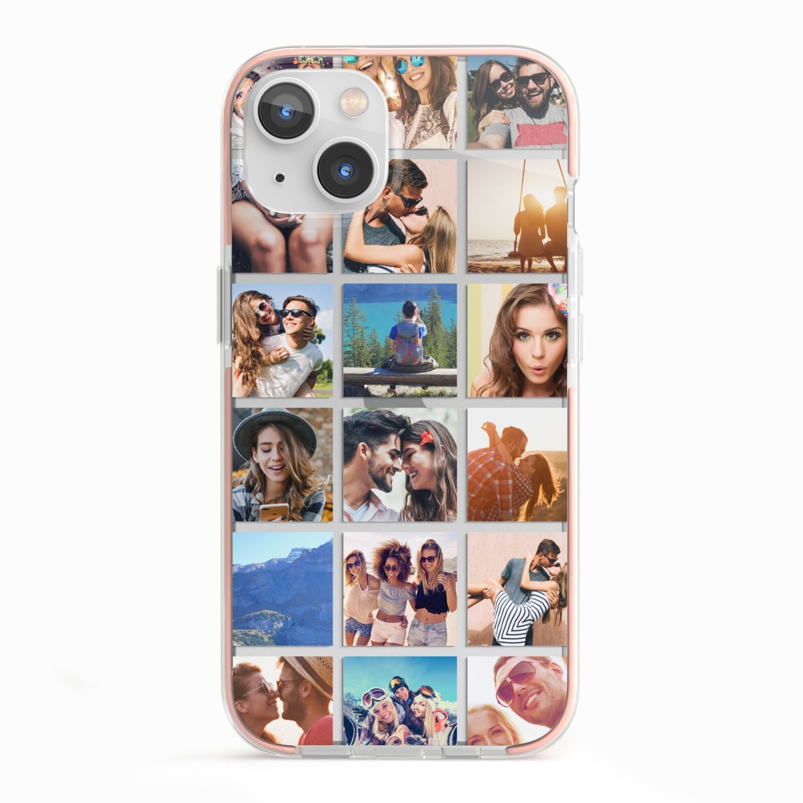 Multi Photo Collage iPhone 13 TPU Impact Case with Pink Edges