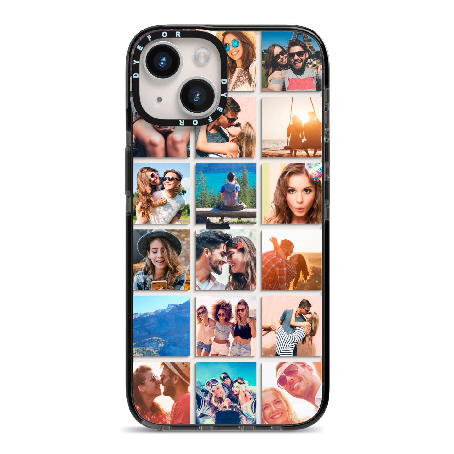 Multi Photo Collage iPhone 14 Black Impact Case on Silver phone