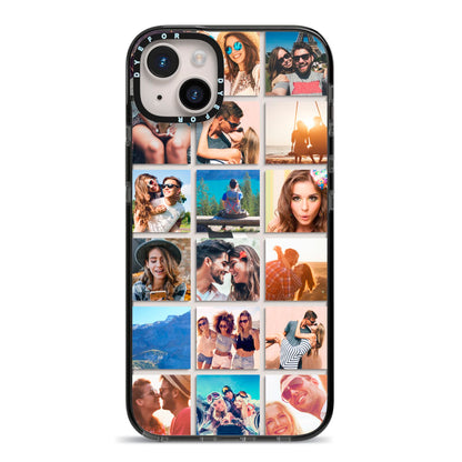 Multi Photo Collage iPhone 14 Plus Black Impact Case on Silver phone