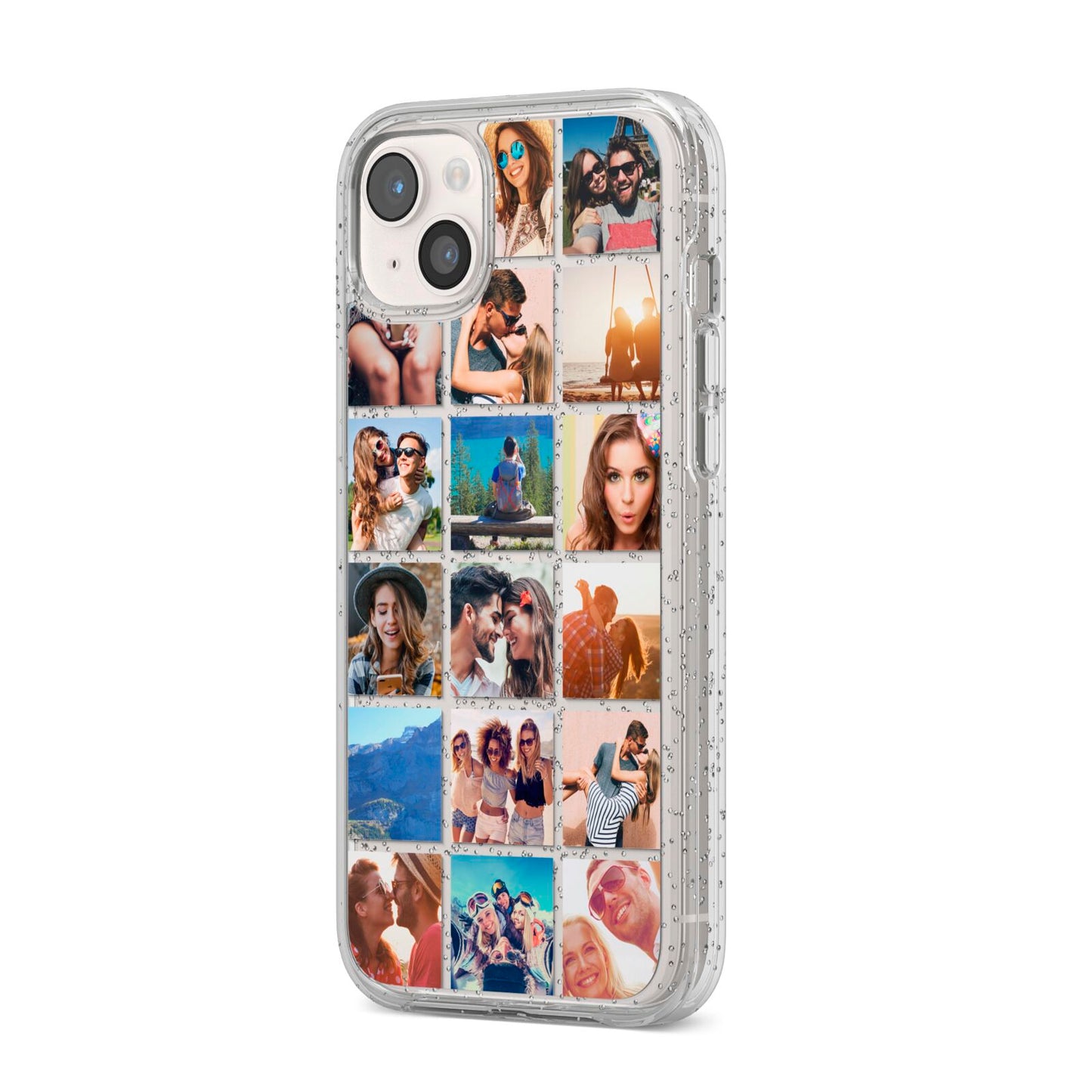 Multi Photo Collage iPhone 14 Plus Glitter Tough Case Starlight Angled Image