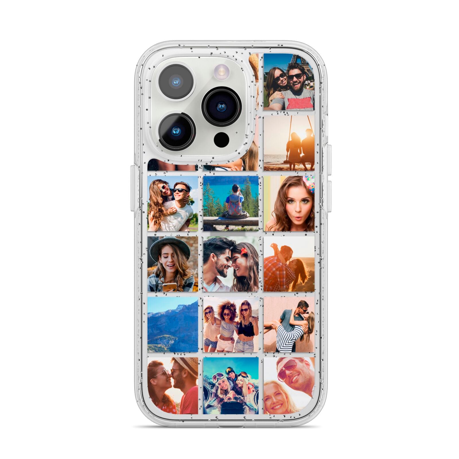 Multi Photo Collage iPhone 14 Pro Glitter Tough Case Silver