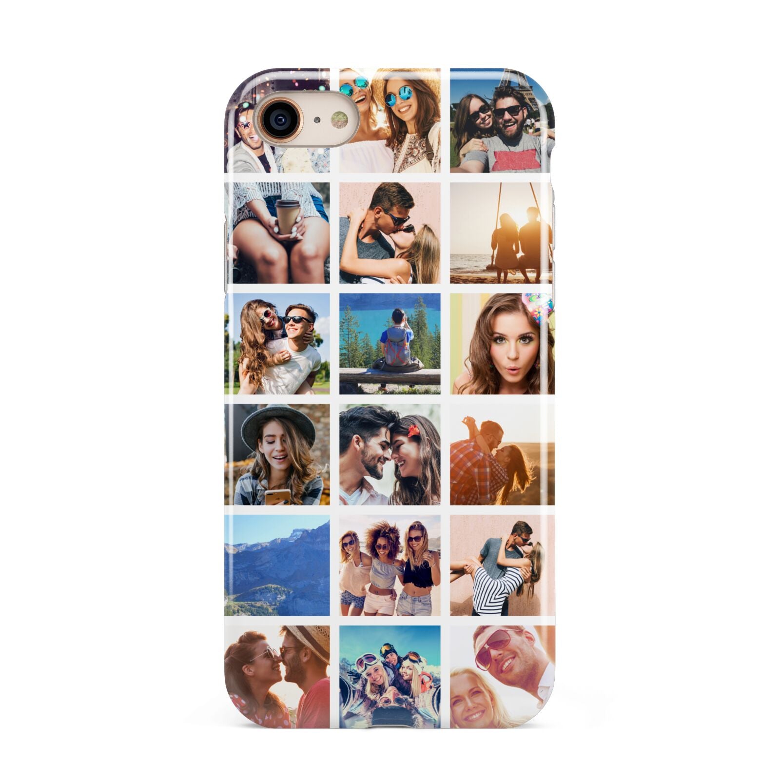 Multi Photo Collage iPhone 8 3D Tough Case on Gold Phone