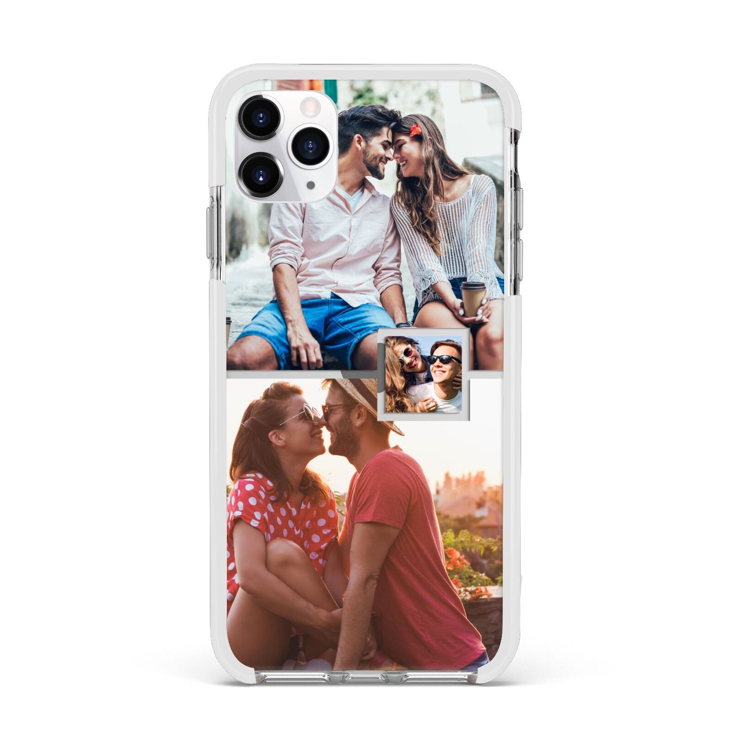 Multi Photo Square Collage Apple iPhone 11 Pro Max in Silver with White Impact Case