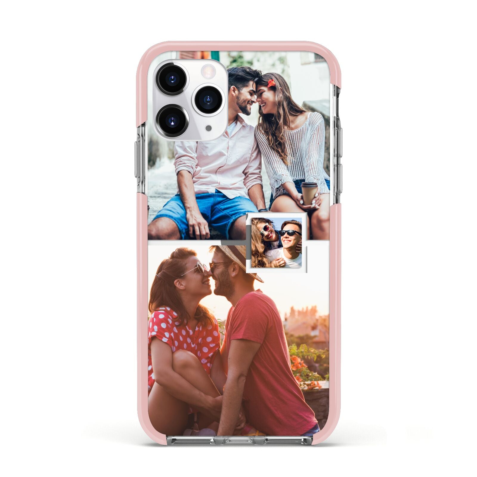Multi Photo Square Collage Apple iPhone 11 Pro in Silver with Pink Impact Case