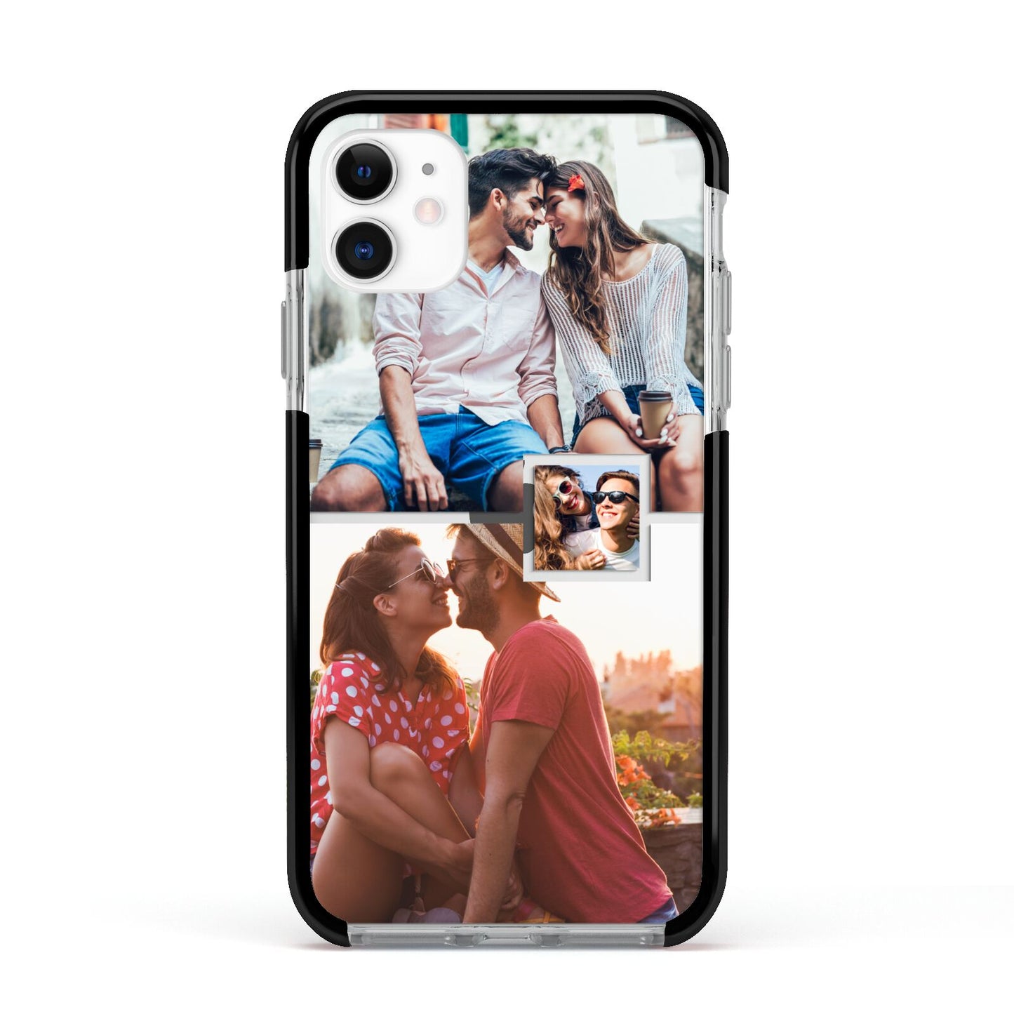 Multi Photo Square Collage Apple iPhone 11 in White with Black Impact Case