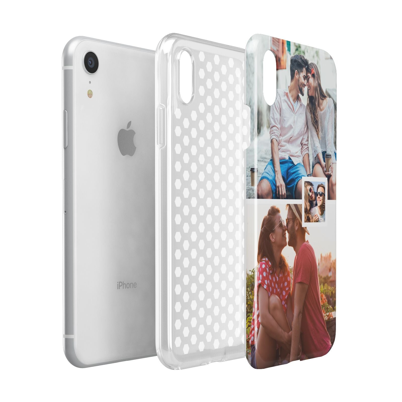 Multi Photo Square Collage Apple iPhone XR White 3D Tough Case Expanded view