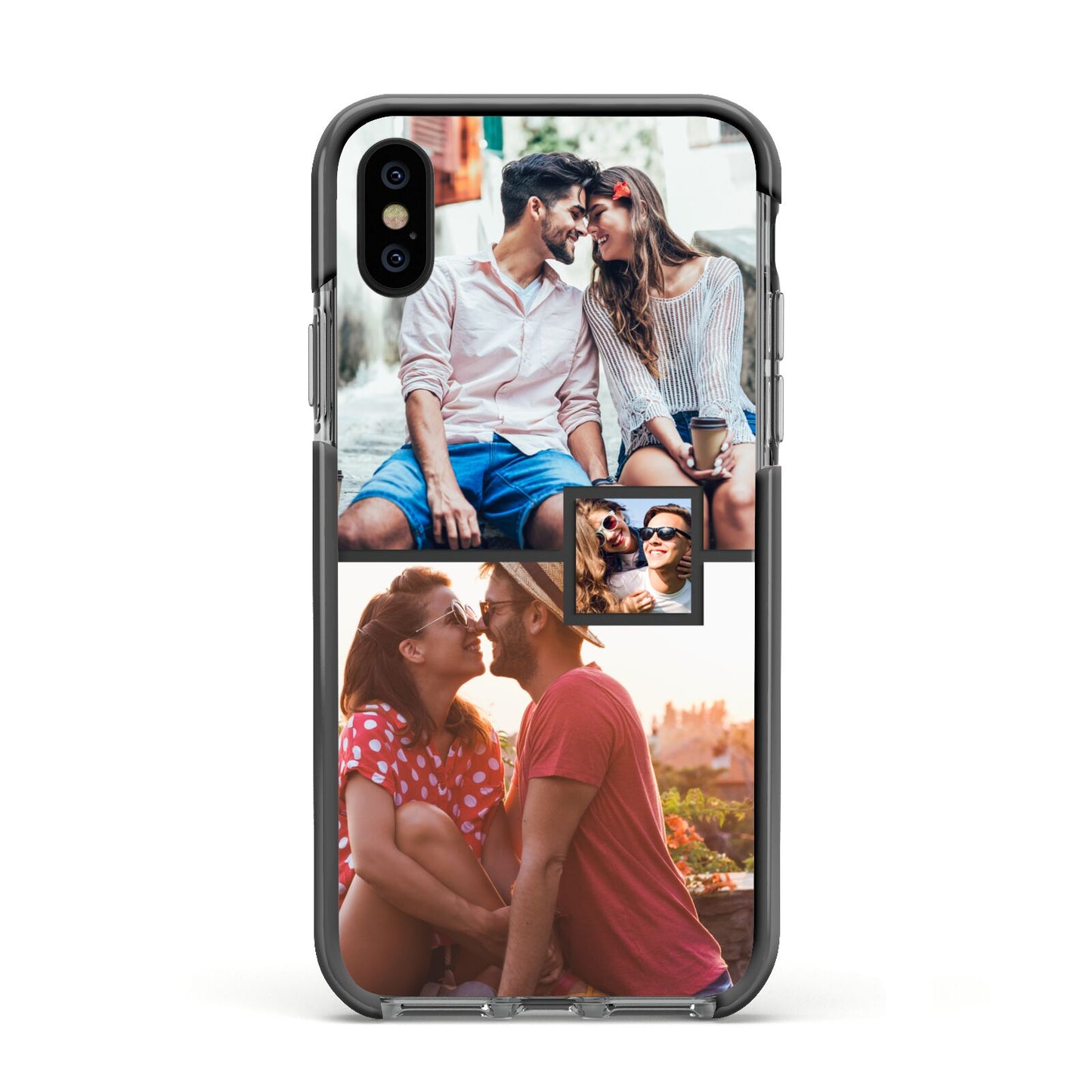 Multi Photo Square Collage Apple iPhone Xs Impact Case Black Edge on Black Phone