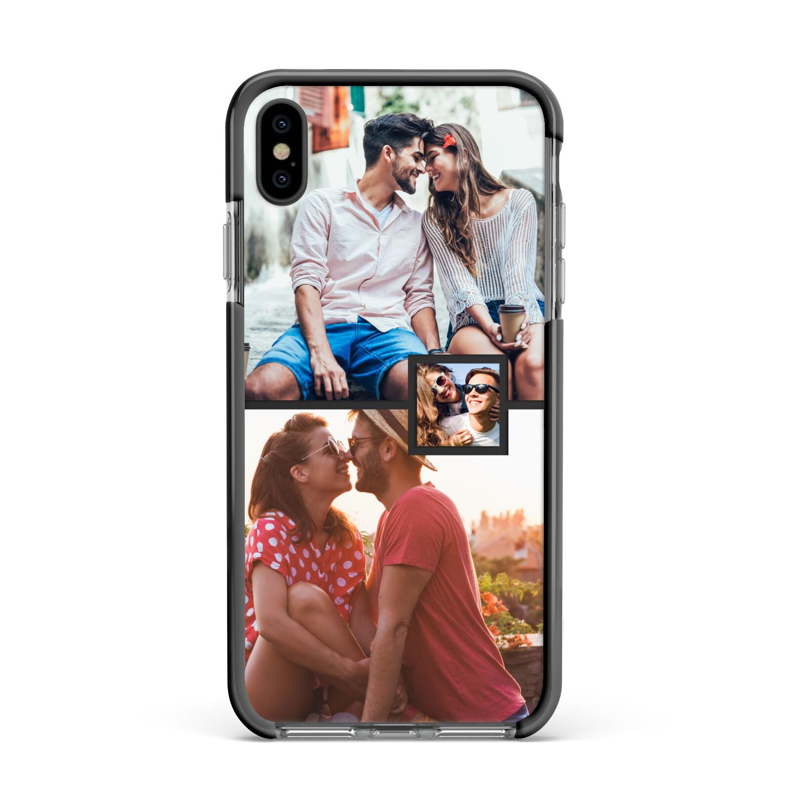 Multi Photo Square Collage Apple iPhone Xs Max Impact Case Black Edge on Black Phone
