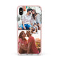 Multi Photo Square Collage Apple iPhone Xs Max Impact Case Pink Edge on Silver Phone