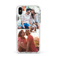 Multi Photo Square Collage Apple iPhone Xs Max Impact Case White Edge on Silver Phone