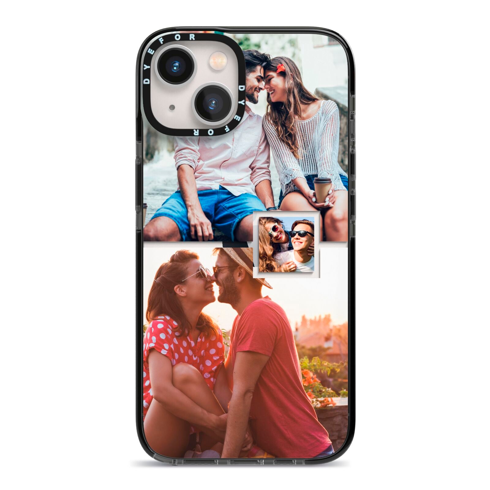 Multi Photo Square Collage iPhone 13 Black Impact Case on Silver phone