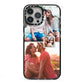 Multi Photo Square Collage iPhone 13 Pro Max Black Impact Case on Silver phone