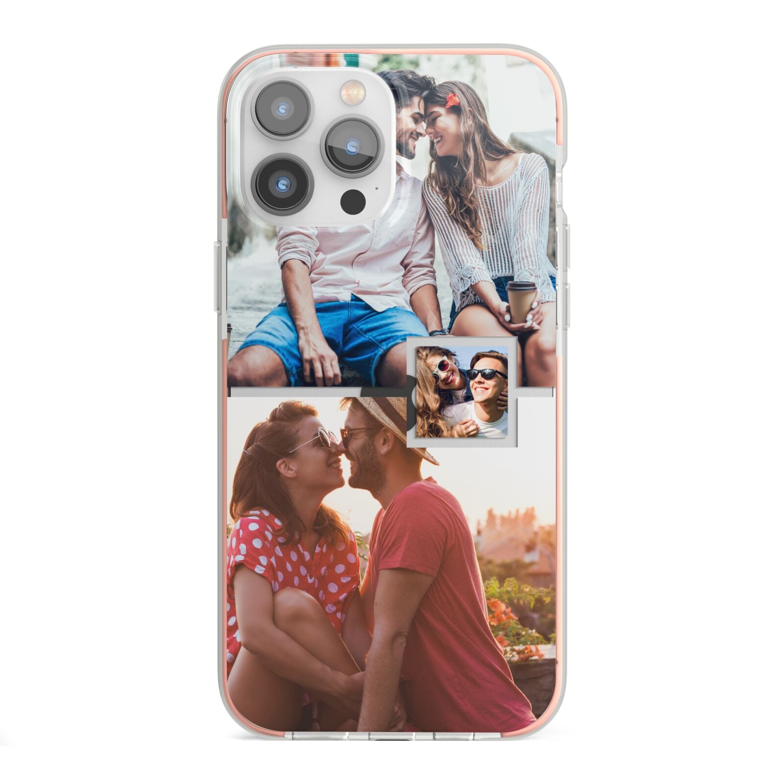 Multi Photo Square Collage iPhone 13 Pro Max TPU Impact Case with Pink Edges