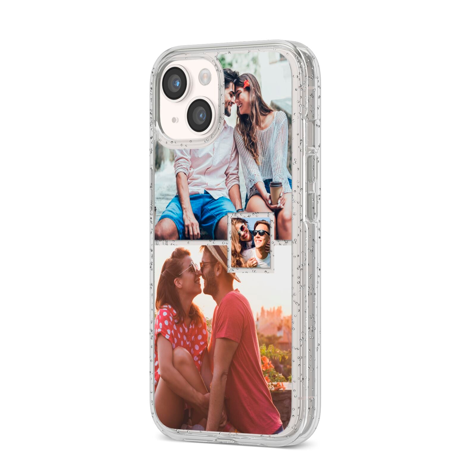 Multi Photo Square Collage iPhone 14 Glitter Tough Case Starlight Angled Image