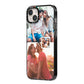 Multi Photo Square Collage iPhone 14 Plus Black Impact Case Side Angle on Silver phone