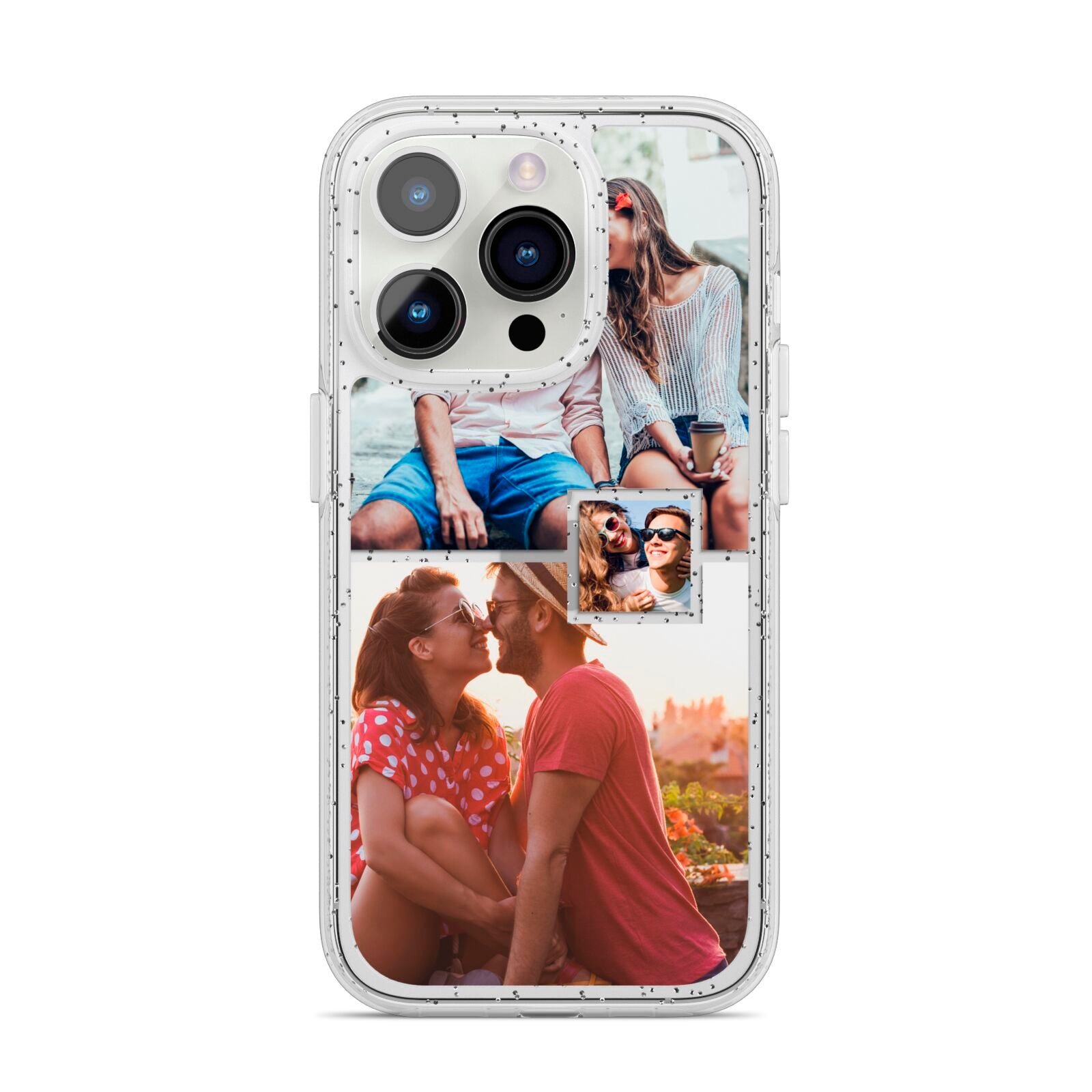 Multi Photo Square Collage iPhone 14 Pro Glitter Tough Case Silver
